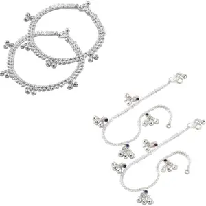 Lila Jewellery Traditional Jewellery For All Occassions Anklets Payal Pair for Women/Girls Alloy Anklet - Bzr_Combo Payal-117 & 123-(1-Pair Each)