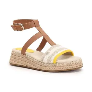 Tommy Hilfiger Cotton Solid Khaki Women Flat Sandals (F23HWFW108) Size- 40