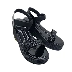 MONAQI Women Open Back Open Toe Black Sandals