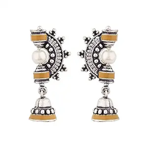 Voylla Sanwari Faux Pearls Embellished Drop Earrings For Womens