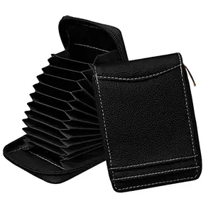 MATSS Faux Leather Black Credit/Debit Card Holder Wallet for Men & Women