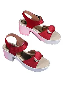 WalkTrendy Womens Synthetic Maroon Sandals With Heels - 8 UK (Wtwhs503_Maroon_41)