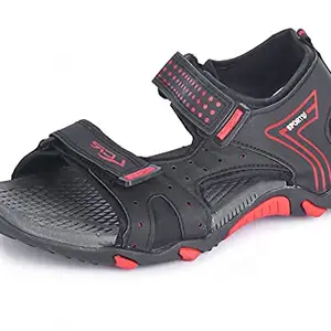 LANCER EARTH-313BLK-RED-44 Men's Black Outdoor Sports Sandals & Floaters (10 UK)
