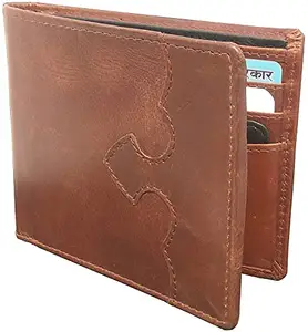 Men Brown Pure Leather RFID Wallet 8 Card Slot 2 Note Compartment Saiqa3142