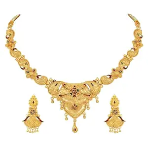 Stefan Traditional Gold Plated Multicolour Meenakari Work Necklace Set for Women (CAJNS1005)