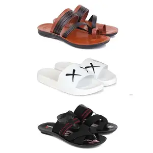 DRACKFOOT Men's Sandals | Lightweight Wear| Stylish & Easy to Wear For Men's GR-SAN-(3-COMBO)-3151-3029-3128-8