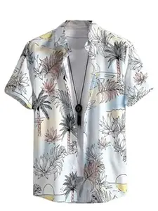 Leriya Fashion Men's Casual - Button Down Summer Shirt for Mans | Regular Fit Shirts for Man | Ideal for Travel |Picnic |Rayon Half Sleeve Printed Shirt's