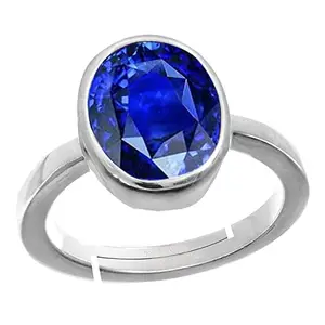 Gemscom Blue Sapphire/Neelam 8.25 Ratti 7.80 crt Stone Panchdhatu Adjustable Ring for Women