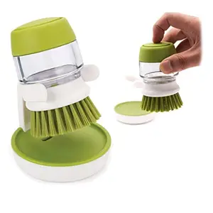 Styxon/Plastic Cleaning Brush with soap Dispenser for Kitchen Sink washbasin,Dish Washer with Storage Stand Holder,Palm Scrub soap Dispenser Washing-up Brush(1pcs/Multicolour)