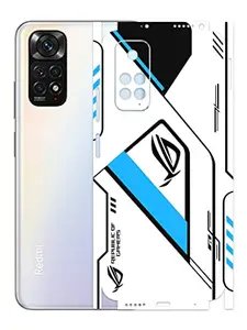 AtOdds - Redmi Note 11 Mobile Back Skin Rear Screen Guard Protector Film Wrap (Coverage - Back+Camera+Sides) (Rog Blue)