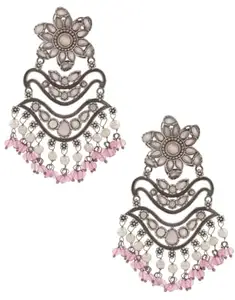 Anuradha Silver Oxidized Finish Traditional Long Earrings Set For Women | Garbha Jewellery |Oxidized Jewellery
