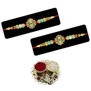 Saugat Traders Rakhi Combo of 2 For Younger and Elder Brother with Roli Chawal and Ganesh Chopra - Rakshabandhan Rakhi for Bhai-Bhaiya