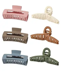 6 PCS Banana Square Hair Claw Clips, Large Hair Jaw Clips Big Matte Barrettes Hair Styling Accessories Non Slip Strong Hold Hair Catch Clamps for Thick Thin Curly Hair Women Girls Gifts