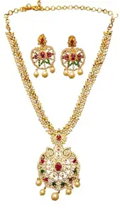 Akvira Jewels Stone-Embellished South Indian Necklace Set