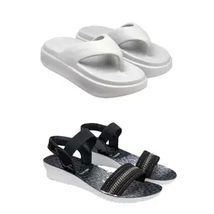 ZENWEAR Extra Soft Classic Casual wear with Ultra Soft Flexibility Technology flip-Flop Combo for Women's/Girl's(6108-1931)(4) Multicolor