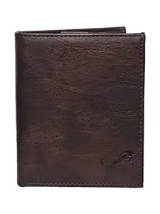 WILD EDGE Genuine Leather Dark Brown Card Holder/Wallet with Button Closure for Men/Women - Stylish Leather Card Holder/Wallet with Currency Compartment and Card Pockets (Pack of 1)