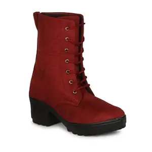 commander shoes Casual Long Boots for Girls and Women (40, Cherry, 830)