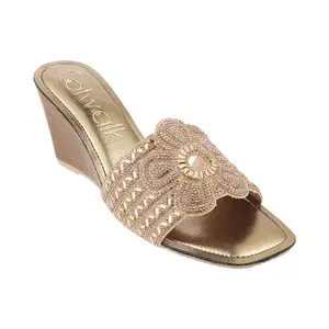 Catwalk Women Stylised Open Back Platforms | For Women & Girls (ROSE GOLD,7 UK)