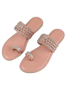 WalkTrendy Womens Synthetic Pink Open Toe Flats - 4 Uk (Wtwf667_Pink_37)