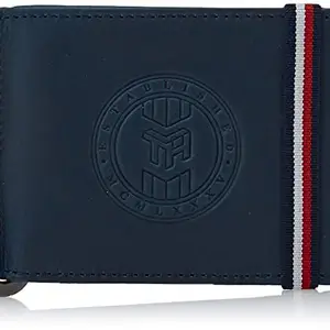Tommy Hilfiger Davian Leather Moneyclip for Men - Navy, 4 Card Slots