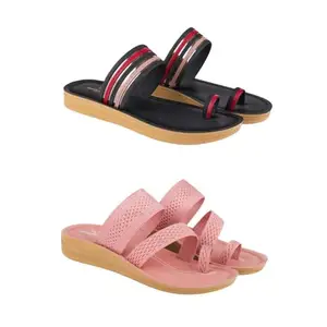 ZENWEAR Extra Soft Classic Casual wear with Flexibility Technology Heel Combo for Women's/Girl's(6144+6142)(6) Multicolor