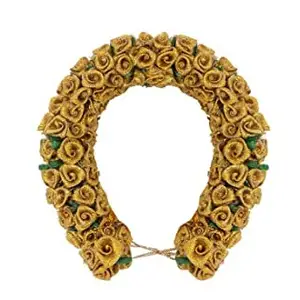 KAVIN Decorative Artificial Flower Hair Gajra Bun Styling Accessories For Girls And Women (Golden)