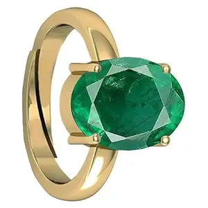 DAURAYA GEMS 7.25 Ratti 6.22 Carat Certified Precious Emerald Ring Adjustable Panna Gemstone Gold Ring Astrological Purpose for Men and Women (HIJ0219)