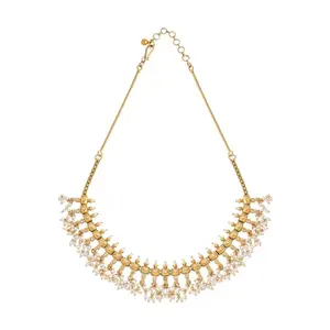 Kushal's Fashion Jewellery White Gold Plated Ethnic Antique Necklace - 409613
