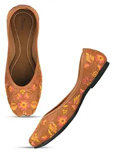 DESI COLOUR Flat Footwear/Mojari/Punjabi Jutti/Bellies for Women -Brown