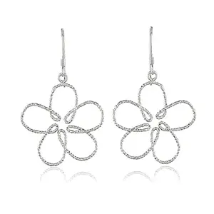 Nemichand Jewels Sterling Silver 925 Flower Dangle Earring For Women