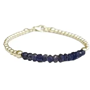 Gems_Hub Silver Plated Bracelet with Blue Faceted Iolite Beads – Rondelle 3.5mm – For Men & Women|FIZA_LINK_03846