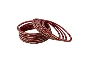 HOUSE OF BANGLEZ Women’s Gold Stone Studded Bangles Set of 12