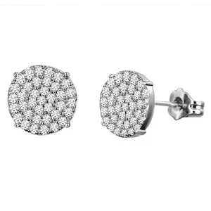 Peora Silver Plated Cubic Zirconia Studded Round Stud Earrings Push Back Fashion Jewellery for Women & Girls