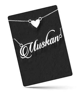 DREAMRAX Muskan Cursive Fixed Name Pendant Necklace with Heart Charm, Name Cannot be Changed