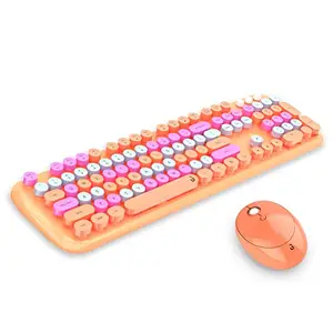 iGear KeyBee Pro: Colourful Computer Wireless Keyboard and Mouse Combo, Retro Typewriter Flexible Keys, Official Full Sized Keyboard, 2.4 GHz Dropout-Free Connection and Optical Mouse (Orange)