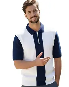 Enitor Mens Half Sleeves Polo Neck T-Shirt, Casual Summer Wear T-Shirt for Men, Streetwear Half Zipper T-Shirts for Boys, Stylish Everyday Tshirts for Boy