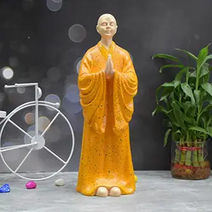 DECZO Zen Monk Statue Decorations Creative Home Accessories Study Desktop Living Room Office (Orange)