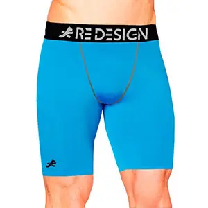 ReDesign Apparels Men's Nylon Shorts Tights Skins (Blue, XL)