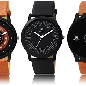 FEMEO Pack of 3 Designer Excellent New Combo Multicolor&Black Dial Watches for Man & Boy's