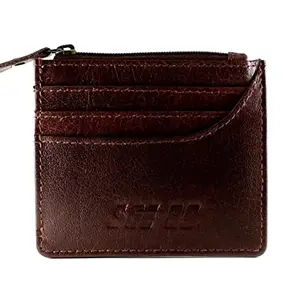 SGE 89 Card Holder Minimalist Waller for Men Genuine Leather | Elegant and Stylist Wallet | Credit/Debit Card Slots | 2 Currency Compartments (Cherry)