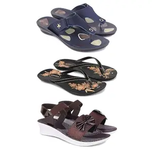 Trendy Open-Toe Sandals for Women – Soft Padded Footbed, Summer Wear | (COMBO-3)-1973-O20-1970-7