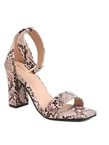Bruno Manetti Women's Nude Slipon Back Strap with Buckle Heels Sandal