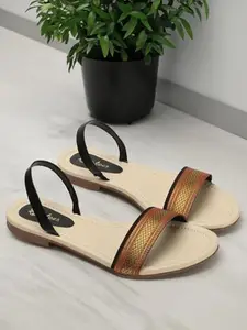 Picktoes PT-428 Women's Black Synthetic Leather Casual Flat Sandal