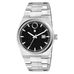Shocknshop Silver Stainless Steel Analog Round Dial Date Display Wrist Watch for Men -W152