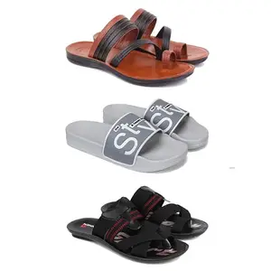 DRACKFOOT Men's Sandals | Lightweight Wear| Stylish & Easy to Wear For Men's GRT-SAN-(3-COMBO)-3151-1589-3128-6