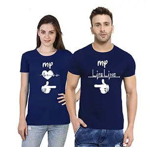 Couple T-Shirts | Matching Printed Tees for Him & Her | Romantic & Stylish Cotton T-Shirts for Couples | Half Sleeve T-Shirts (Blue 2XL)