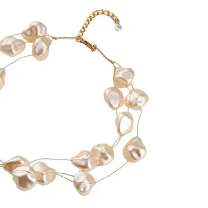 SOHI Women's The Medium Riviera Collar Necklace For Casual Wear | Pearl White Colour | Alloy Material | Lobster Clasp Closure | Artificial Pearl Necklace | Fashion Collar Necklace For Women & Girls