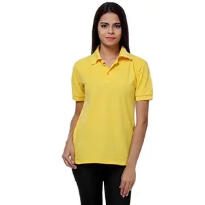 Teemoods Women's Polo T Shirts Yellow-TMF-1591YEL-XL