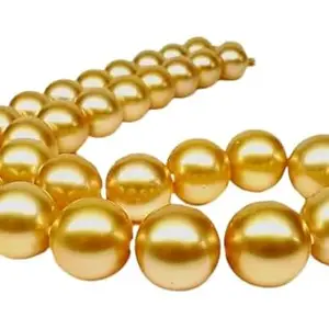 Gemz Mine Attractive Freshwater Pearl Necklace 8mm पर्ल नेकलेस सेट Real Pearls Natural Golden Pearl Necklace for Women & Girls AAA+ Quality Necklace Fresh Water Round Pearls