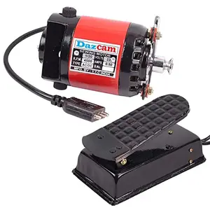 Daz Cam H.P-1/12 Mini Electric Sewing Machine Motor Copper Winding with Speed Controller and Belt (15.2x7.6x7.6 cm, Red and Black)